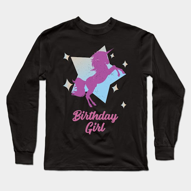 Unicorn Birthday Girl Long Sleeve T-Shirt by Tracy